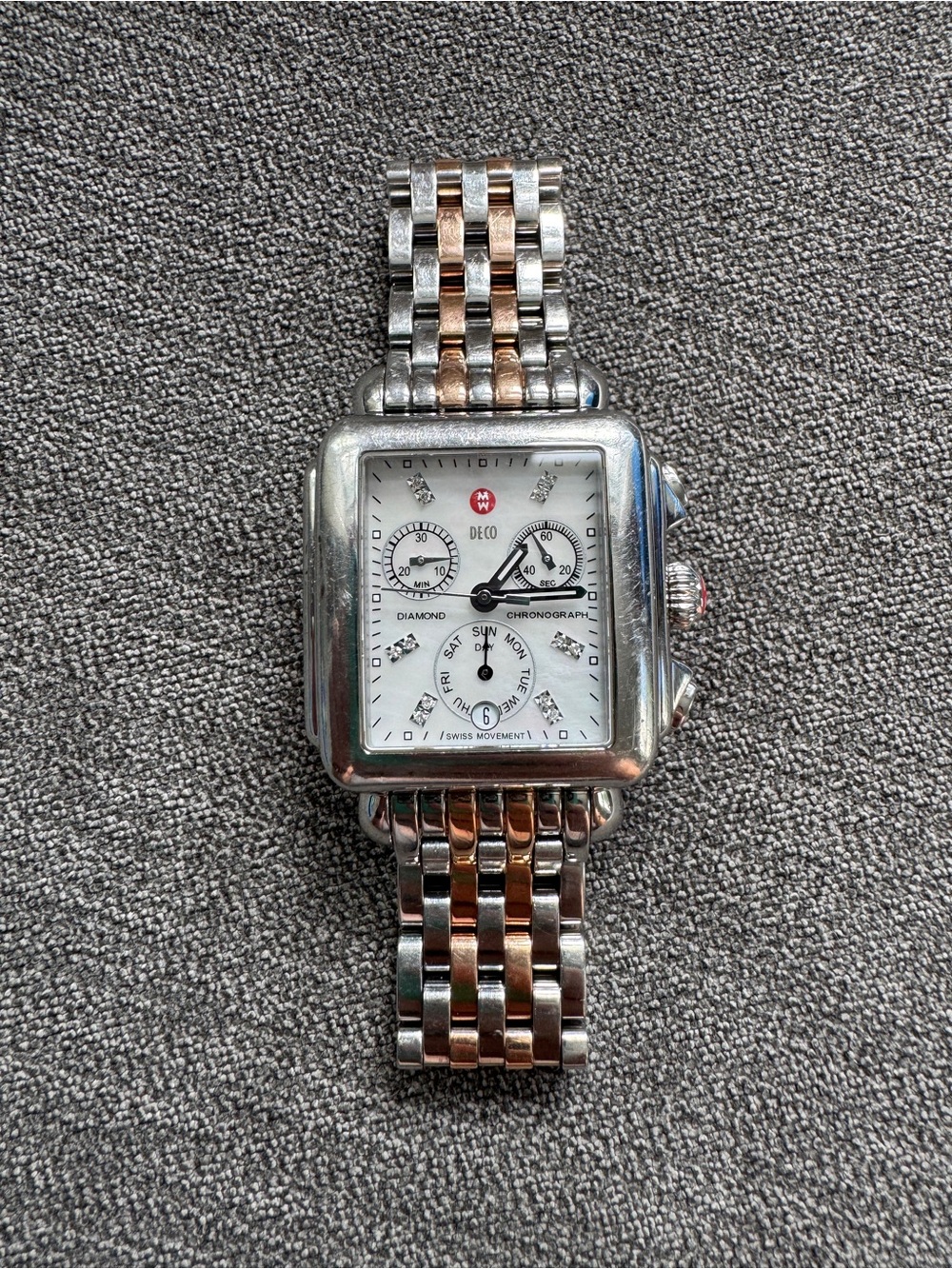 MICHELE Deco Diamond Chronograph Watch MW06P00A0046